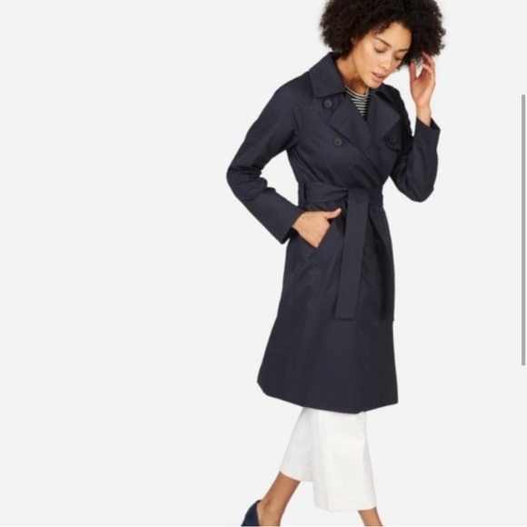 Everlane Modern Trench Drape Coat in Navy - Picture 3 of 8